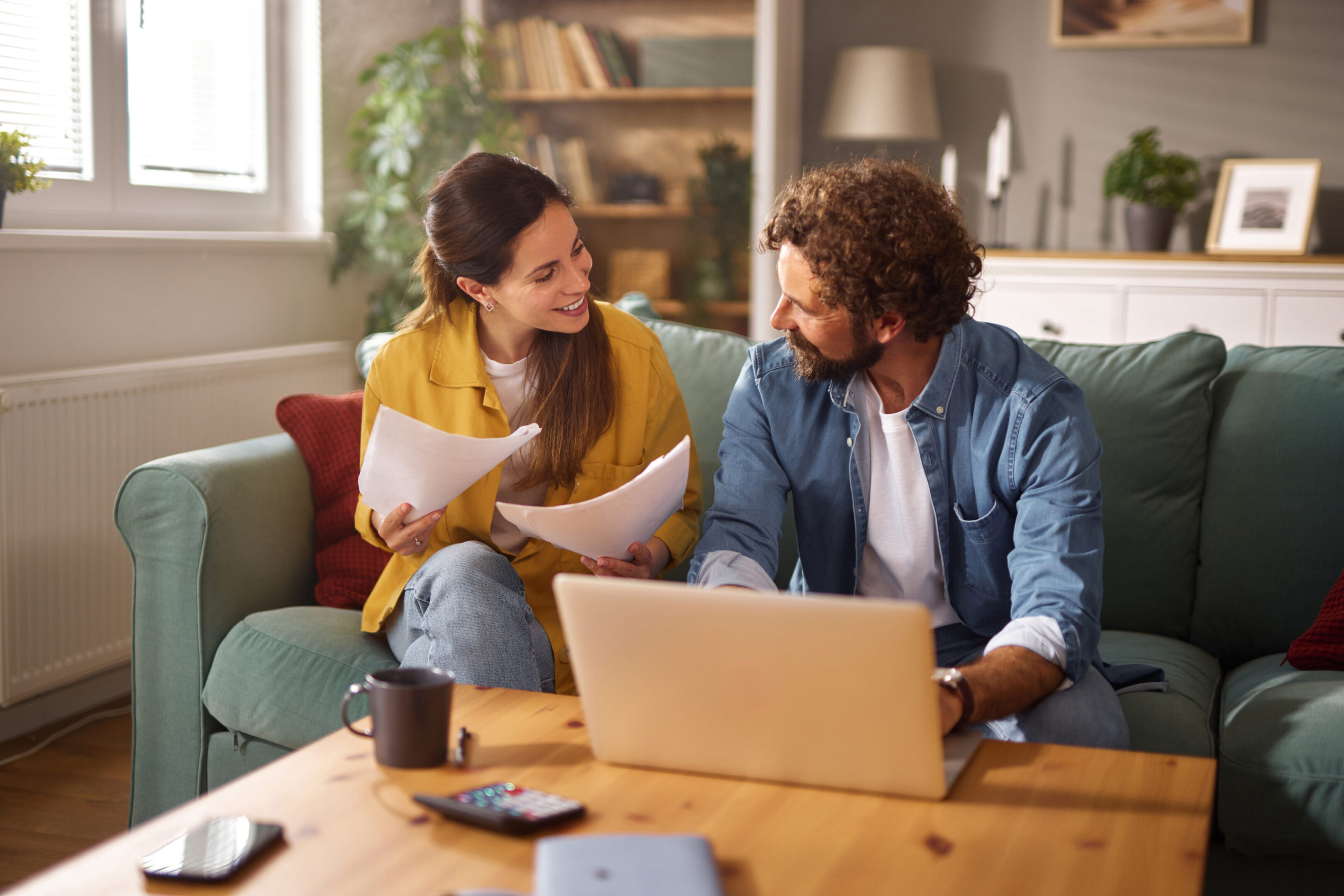 Man and woman working at home
