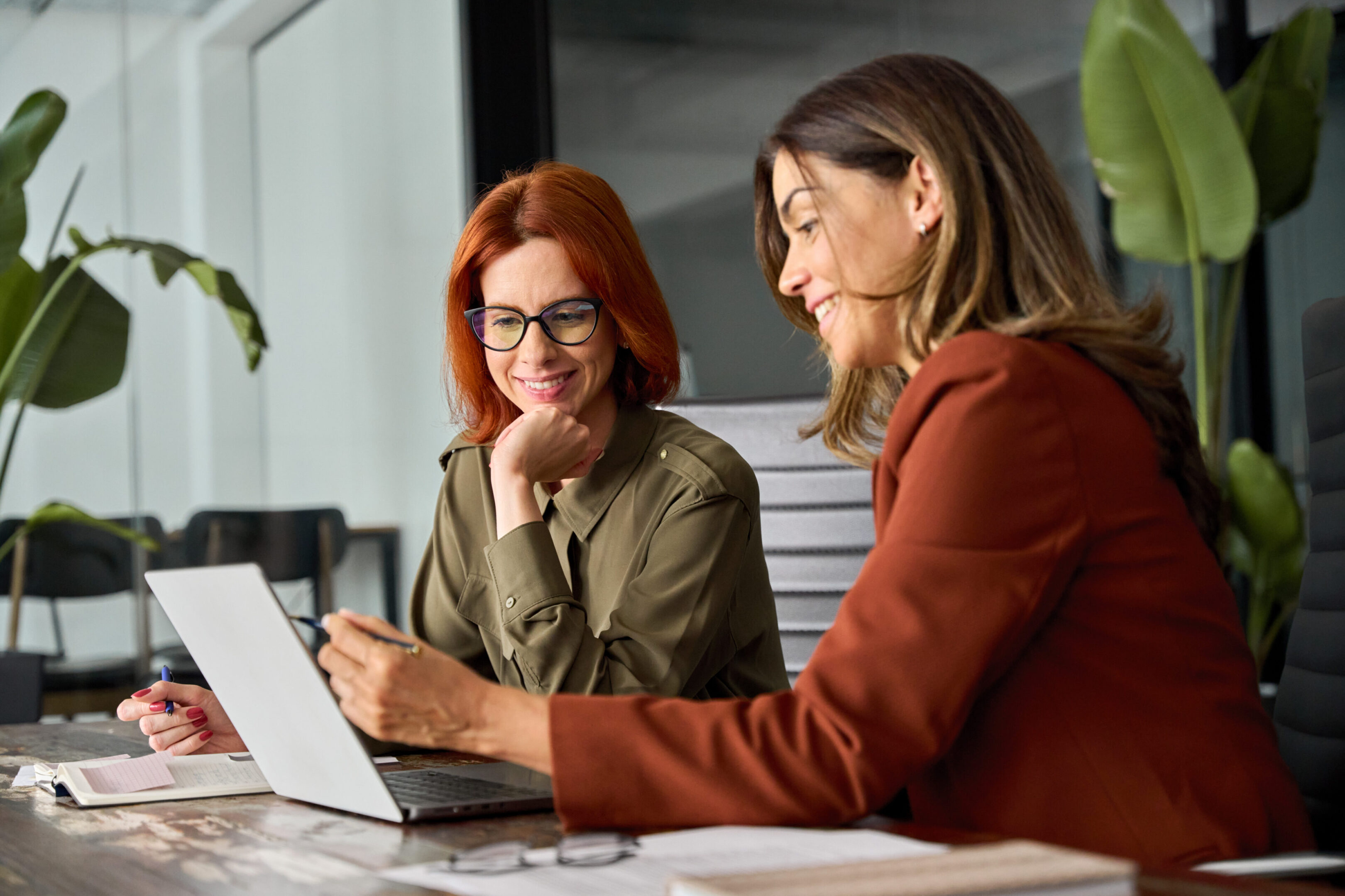 Women collaborating in modern office