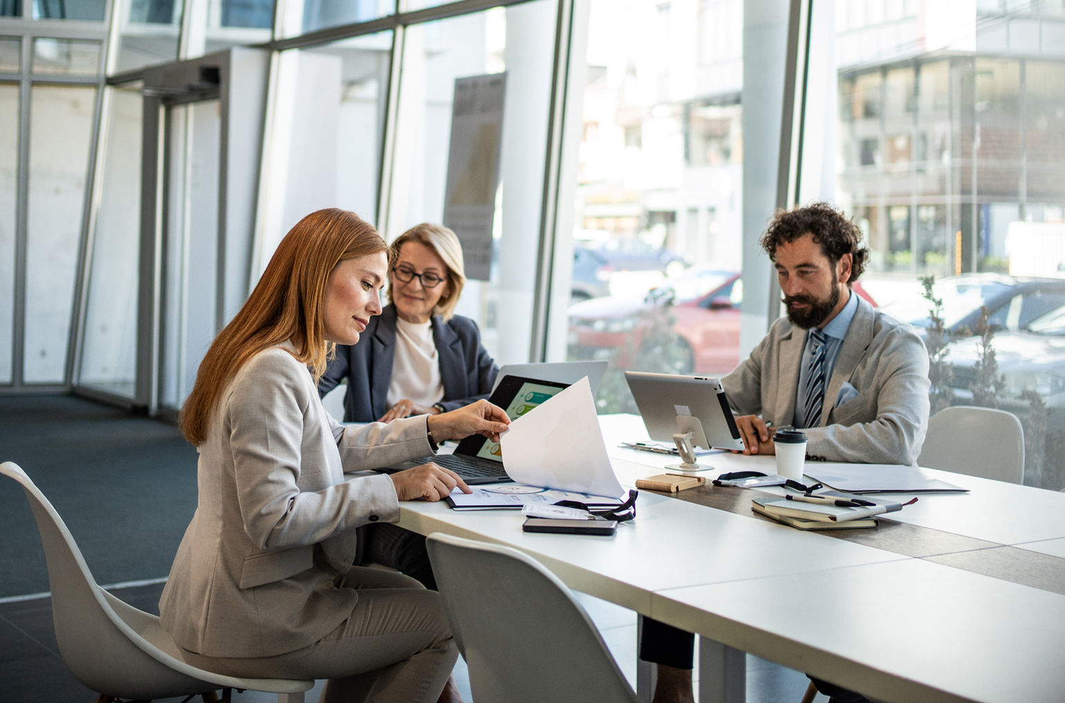 Professionals discussing at a conference table