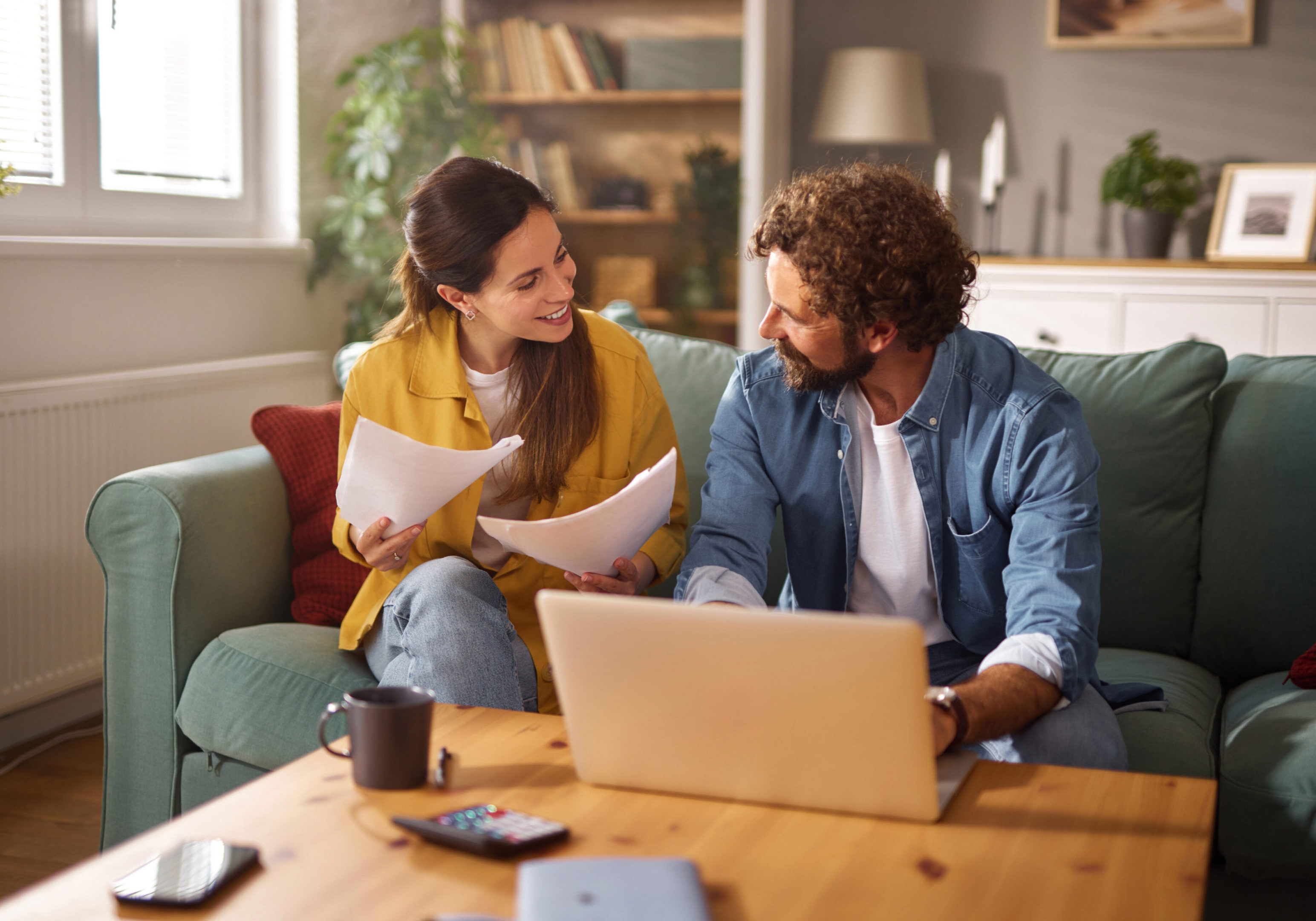 Man and woman working at home
