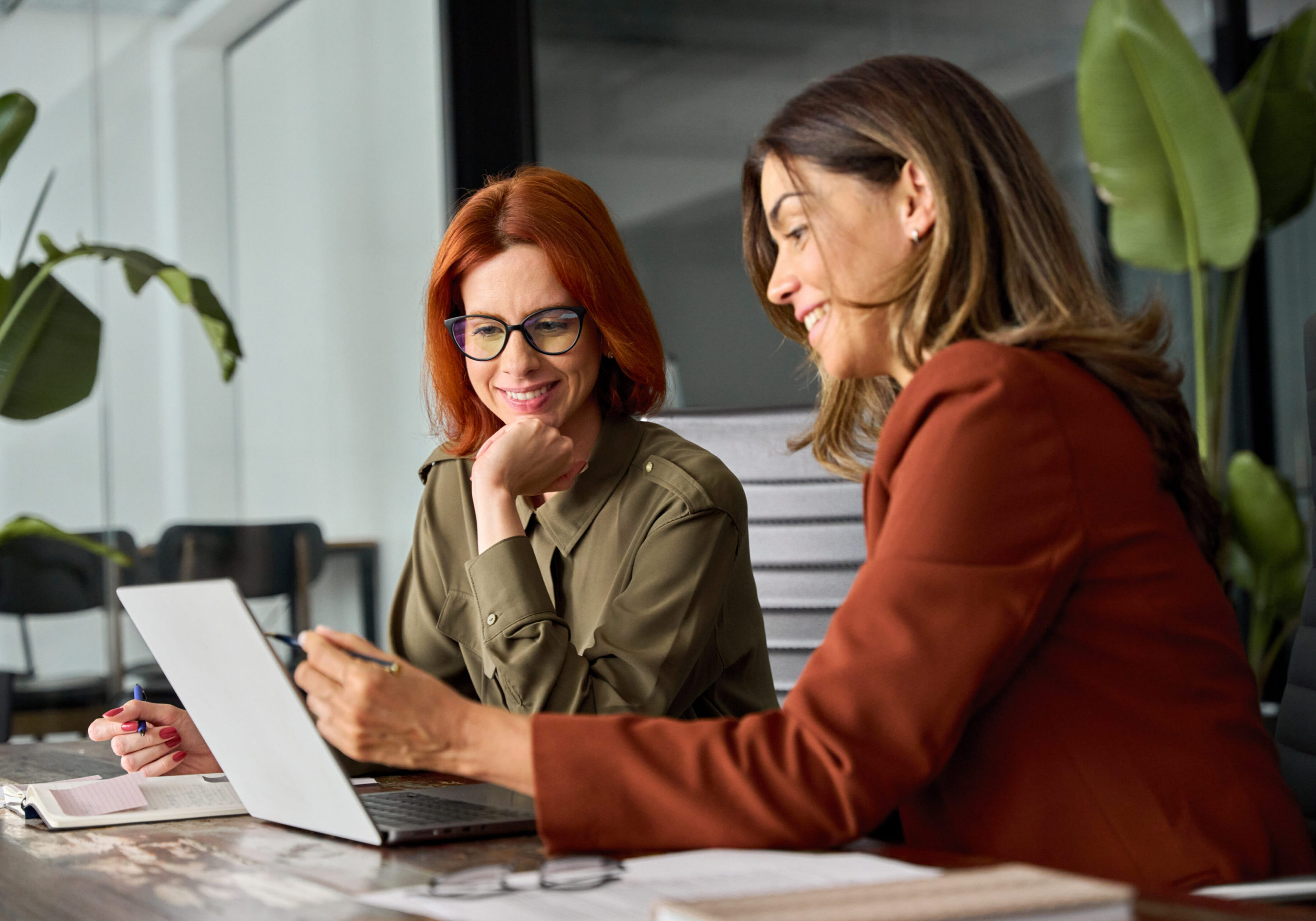 Women collaborating in modern office